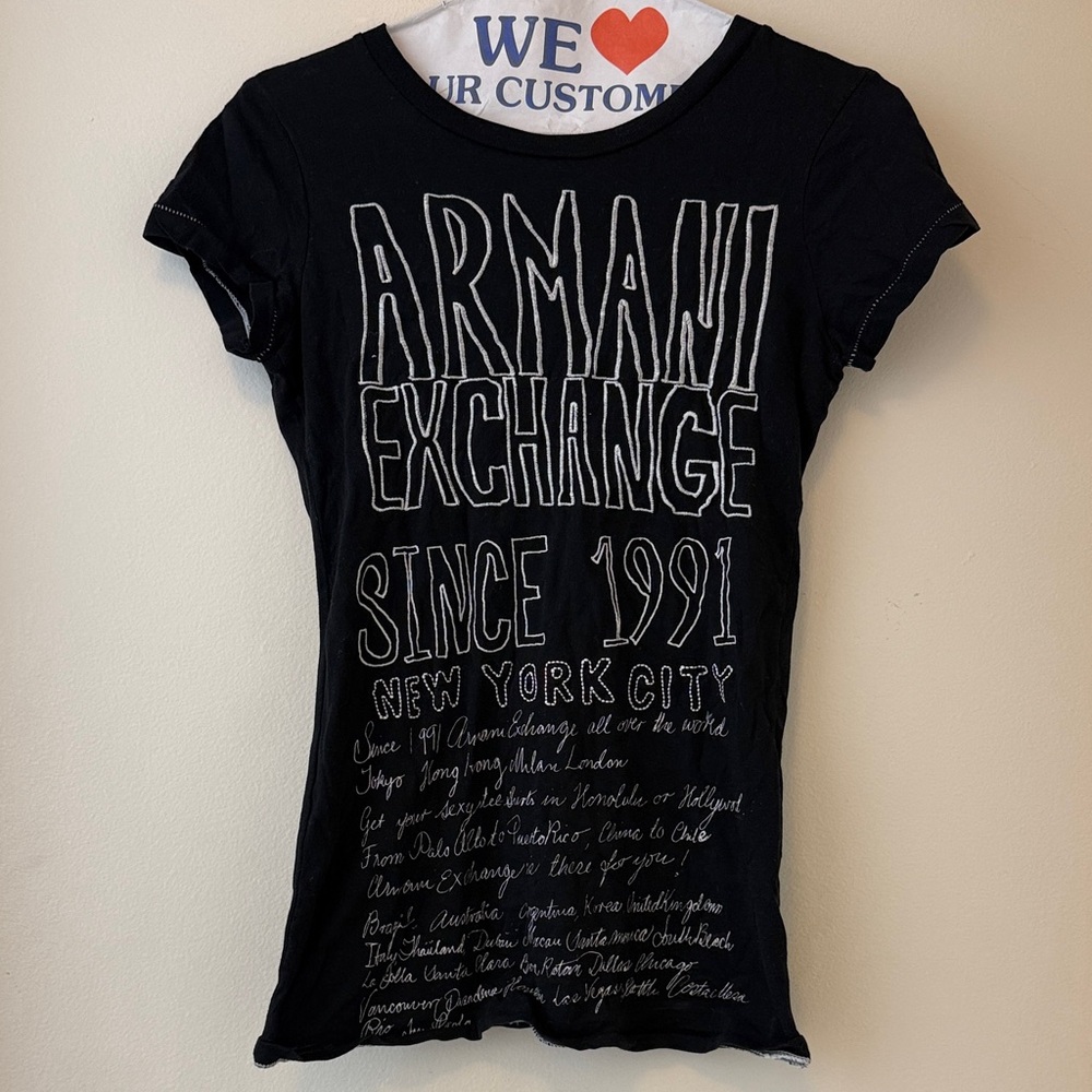 Armani Exchange Black Graphic Tee XS Women